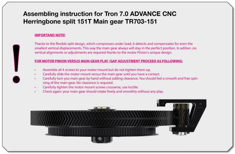 Tron 7.0 ADVANCE CNC Herringbone split 151T Main gear TR703-151