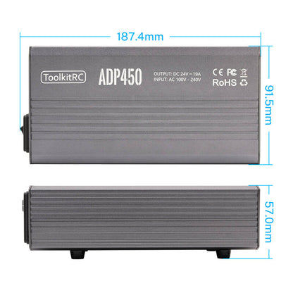 ToolkitRC ADP450 – 24 V / 19 A (450 W) High-Efficiency Smart Power Supply