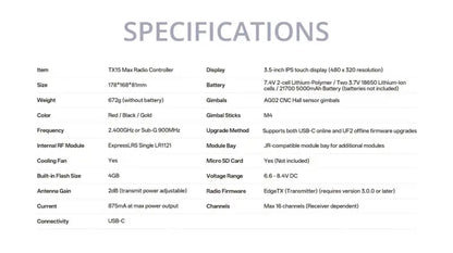 TX15 Max Radio Controller (ELRS / M2 switchable M1) GOLD