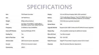 TX15 Radio Controller (ELRS / M2 switchable M1) FROST WHITE