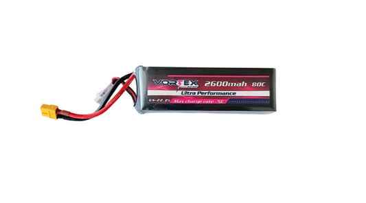 Vortex Lipo 6S 2600mah 80C 22.2V - ideal for 420 helicopter size and designed for SAB IL Goblin Pro 420