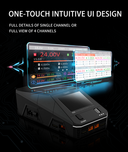 ToolkitRC Q6AC Quad Charger. Compatible XT60 and XT30 Max.1000W Smart Charger AC/DC