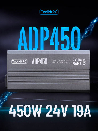 ToolkitRC ADP450 – 24 V / 19 A (450 W) High-Efficiency Smart Power Supply