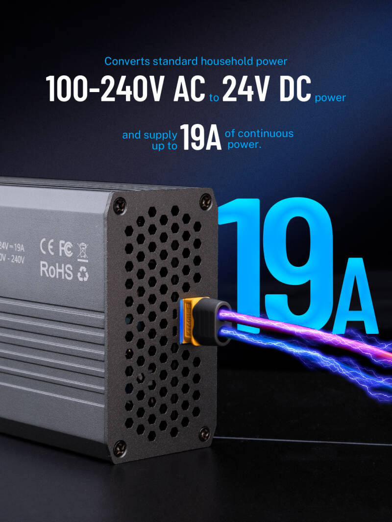 ToolkitRC ADP450 – 24 V / 19 A (450 W) High-Efficiency Smart Power Supply