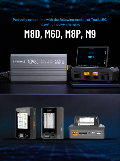 ToolkitRC ADP450 – 24 V / 19 A (450 W) High-Efficiency Smart Power Supply