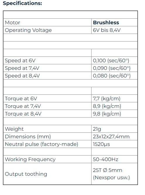 THETA THS921B Brushless HV Digital Servo micro size