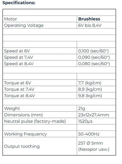 THETA THS921B Brushless HV Digital Servo micro size
