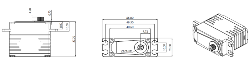 GDW G45-09 swashplate and tail servo 12V / 1520us - 550/700 size