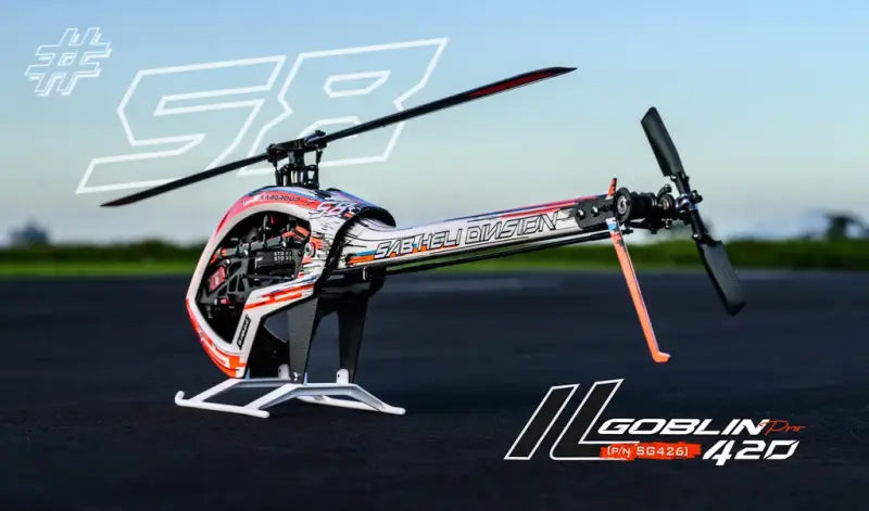 SAB ilGoblin PRO 420 White 420mm (SG426) with Main & Tail Blades - 6S High Performance 3D Heli