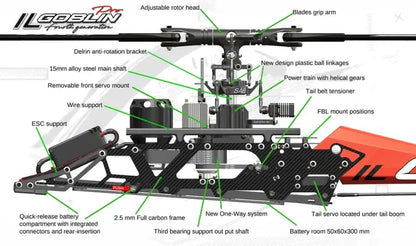 SAB ilGoblin PRO 700 size Helicopter kit #SG760 with main and tail blades
