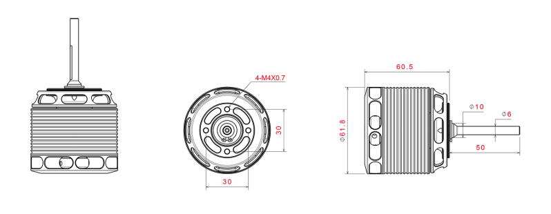 Combove Type III 5025-530kv shaft ø6mm X 36mm