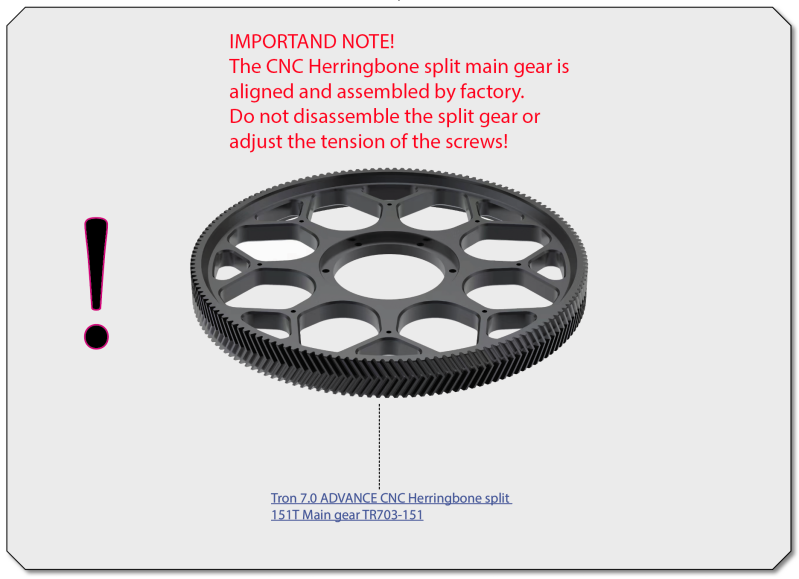 Tron 7.0 ADVANCE CNC Herringbone split 151T Main gear TR703-151