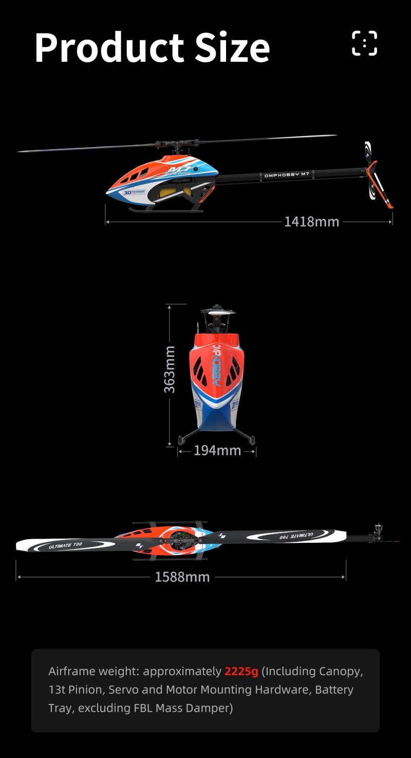 OMPHOBBY OMP Heli M7 KIT with RT Rotorblade — Orange