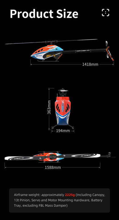 OMPHOBBY OMP Heli M7 KIT with RT Rotorblade — Orange