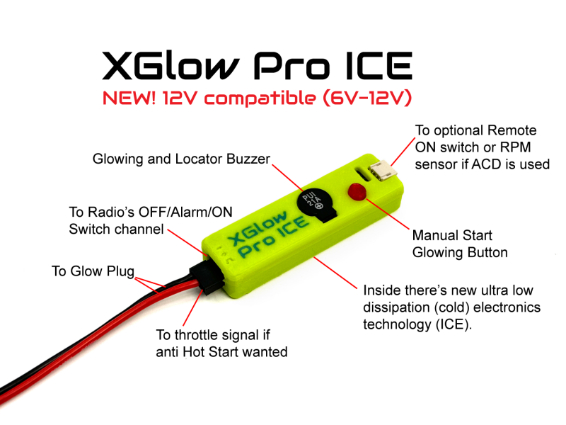 XGlow ICE-V4 (12V Compatible) igniter with Anti-Engine Runaway, Radio Switch & Locator buzzer
