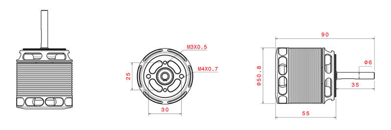 Combove Type III 4025-1100kv shaft ø6mm X 40mm