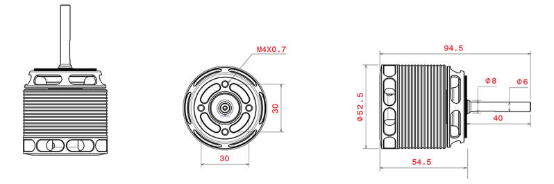 Combove Type III 4225-1050kv shaft ø6mm X 40mm