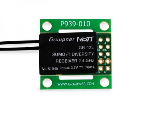 Graupner Receiver SUMD+T 2 Ant. GR-12L HoTT PCB # S1045 M2